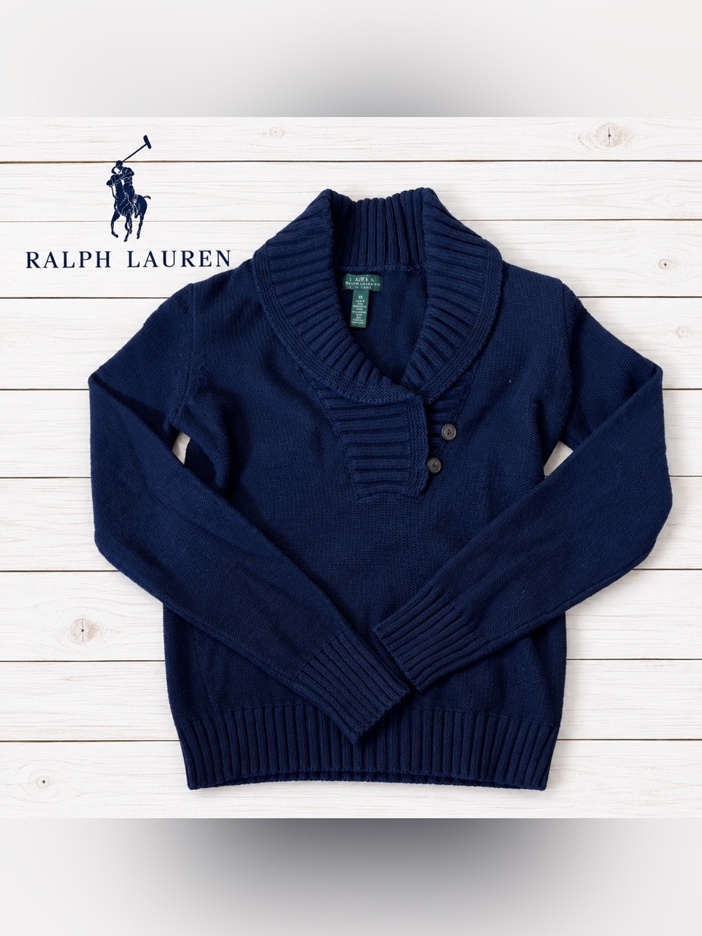 Ralph Lauren Men's Navy Shawl-Collar V-Neck Sweater